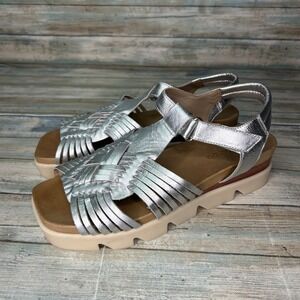 Bernardo Sandals‎ Size 9.5 Silver Fisherman Boho Chunky Open Toe Slingback